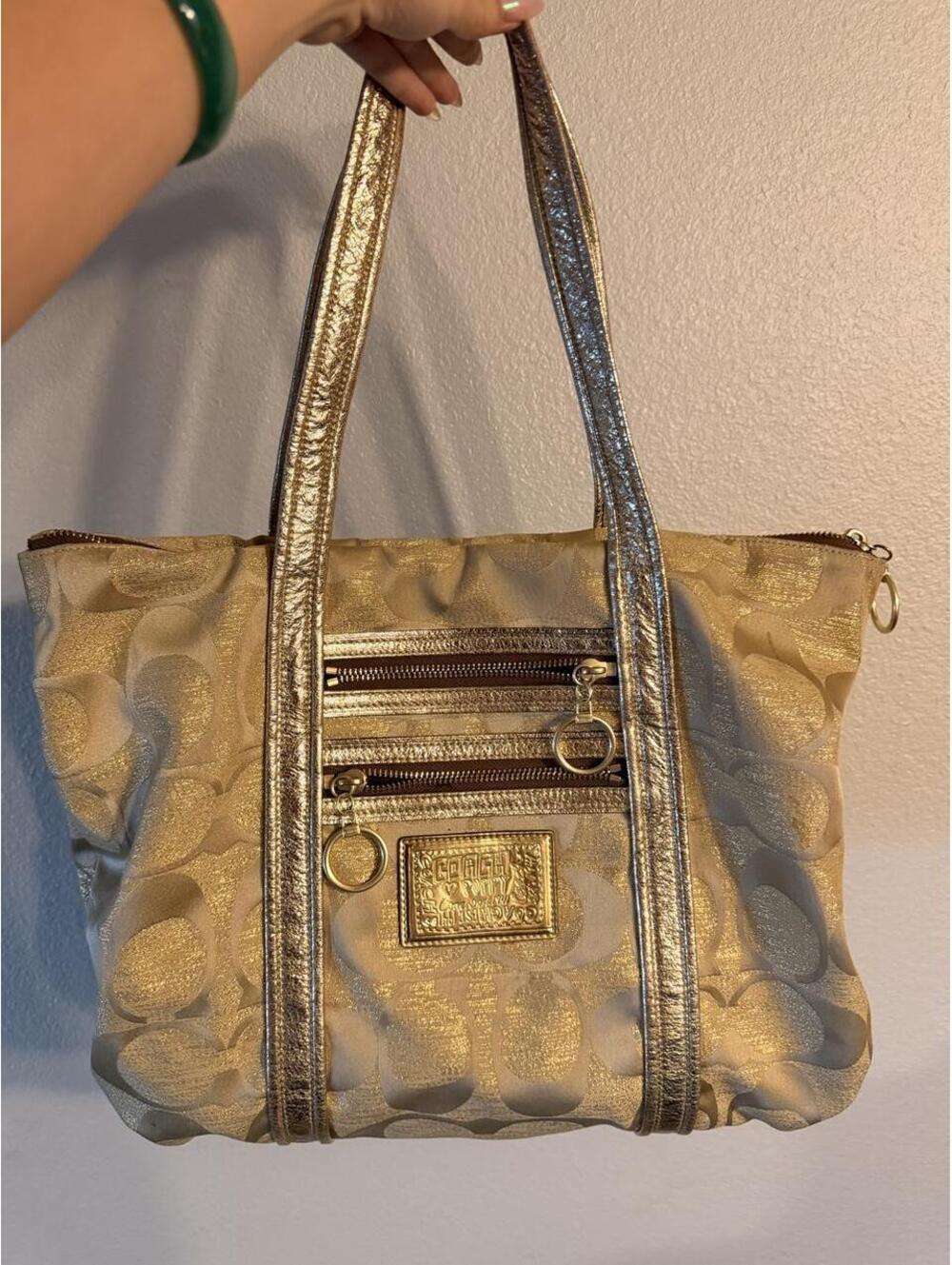 Vintage Coach Poppy Gold and Brown Tote Bag